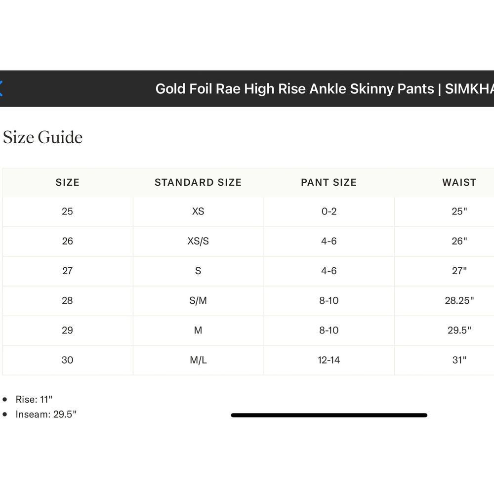 Tuckernuck SIMKHAI Gold Foil Rae High Rise Ankle Skinny Pants NWT Size 28 - Picture 8 of 12